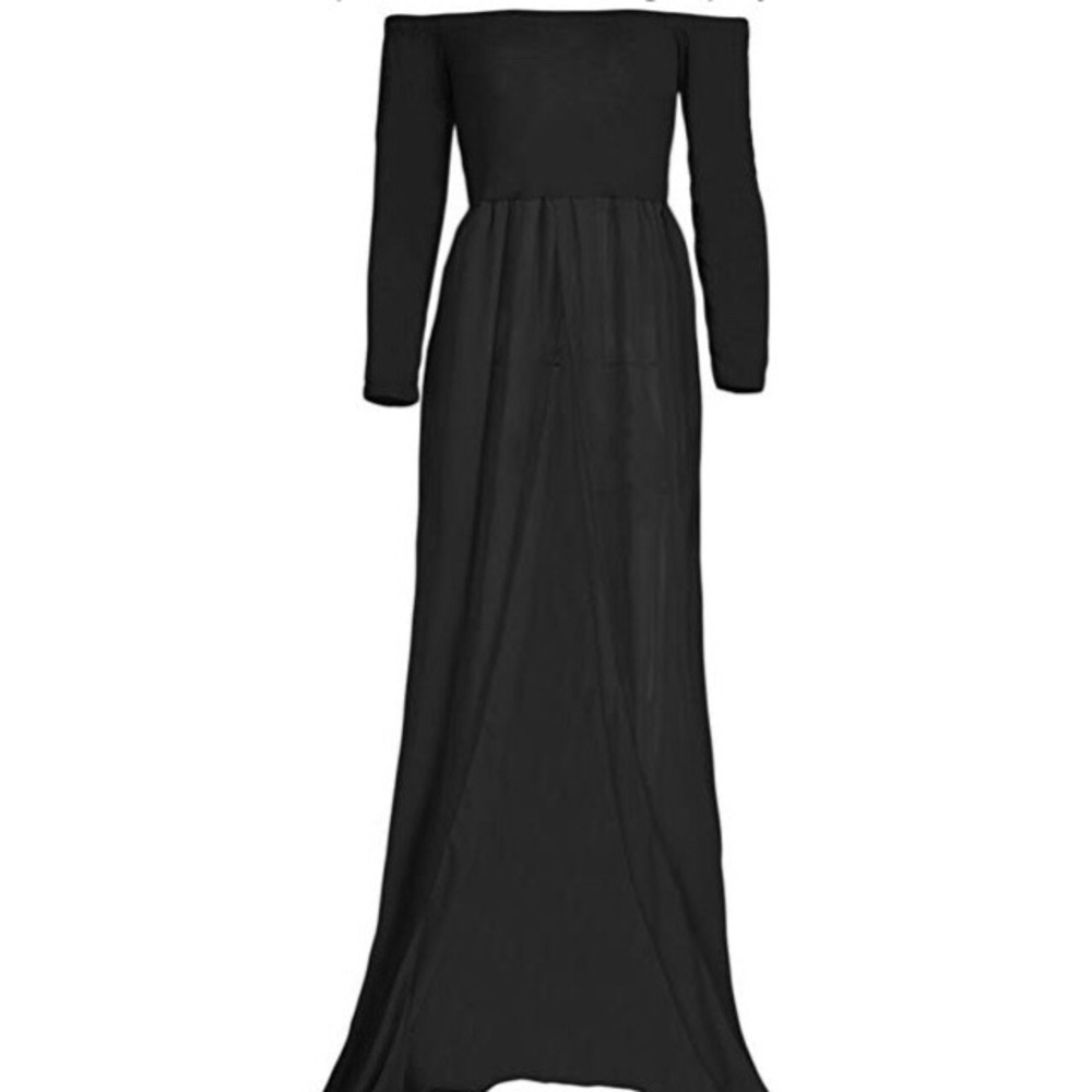 Long black chiffon dress